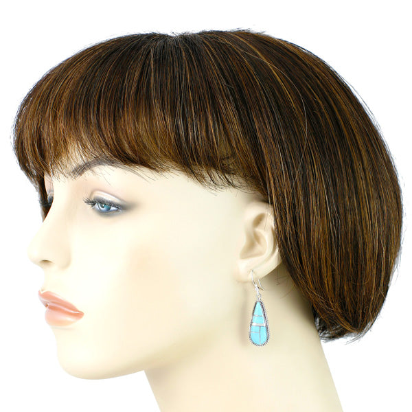 Turquoise Drop Earrings Sterling Silver E1299-C05