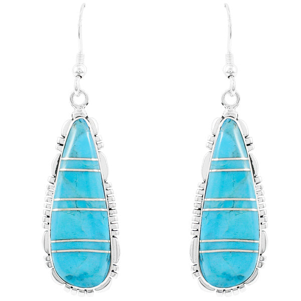 Turquoise Drop Earrings Sterling Silver E1300-C05