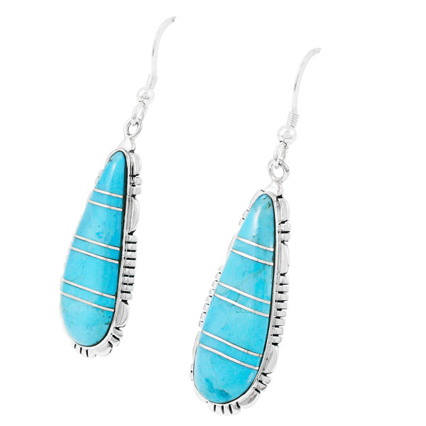 Turquoise Drop Earrings Sterling Silver E1300-C05