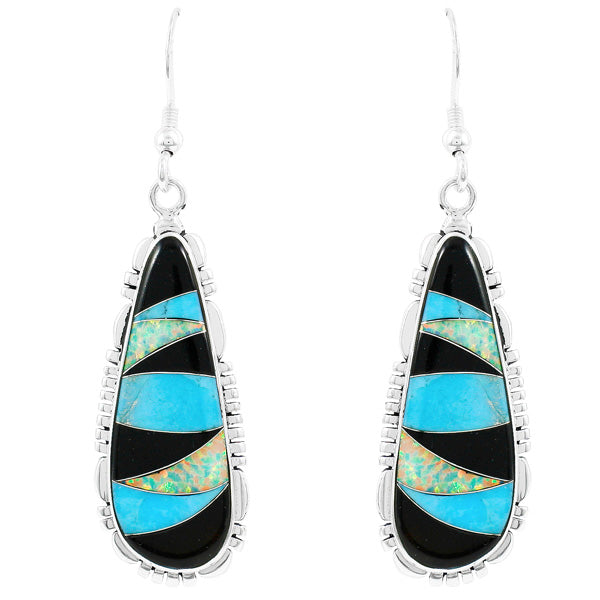 Multicolor Drop Earrings Sterling Silver E1300-C39