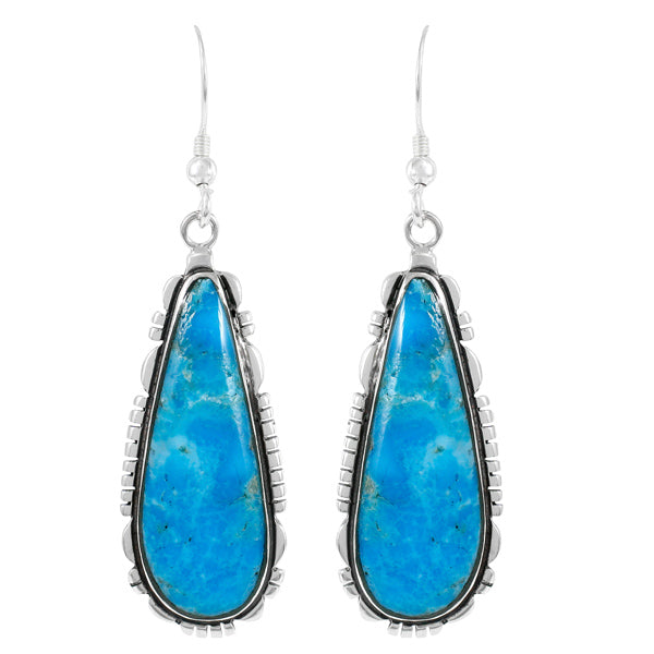 Turquoise Drop Earrings Sterling Silver E1300-C75