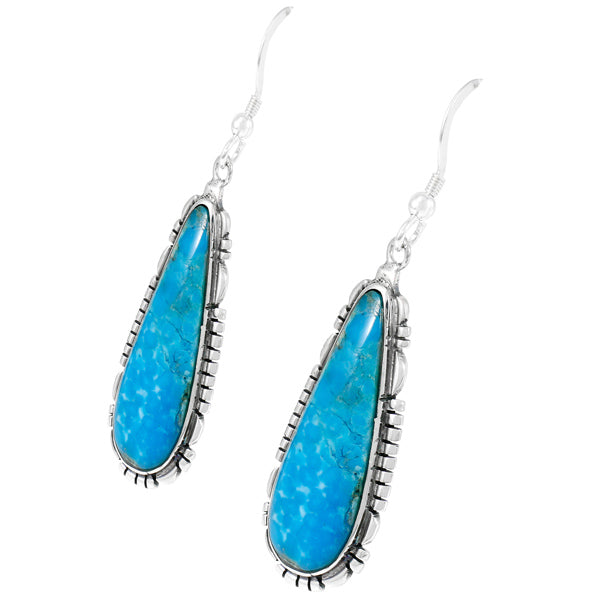 Turquoise Drop Earrings Sterling Silver E1300-C75
