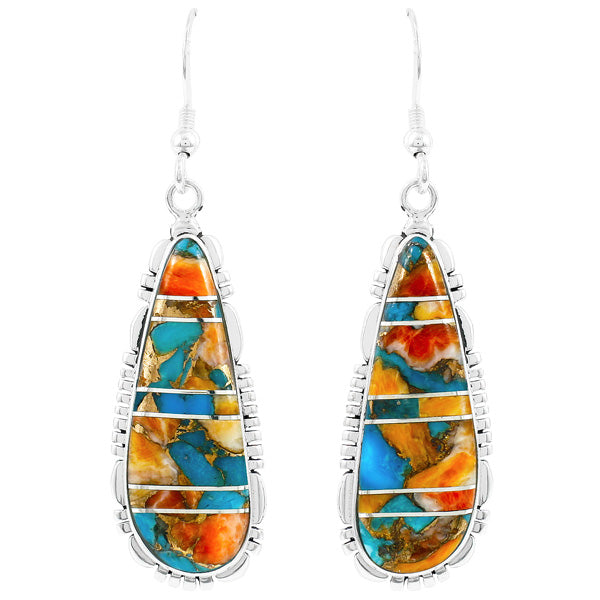 Spiny Turquoise Drop Earrings Sterling Silver E1300-C89A