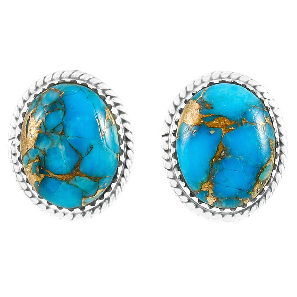 Turquoise Matrix Earrings Sterling Silver E1301-C84