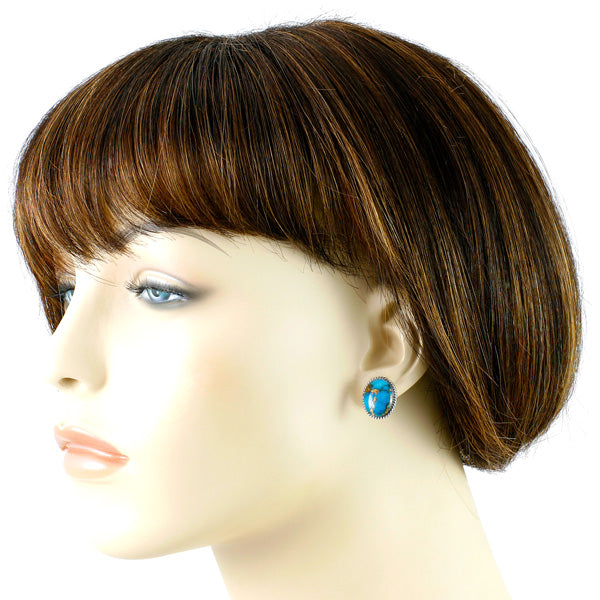 Turquoise Matrix Earrings Sterling Silver E1301-C84