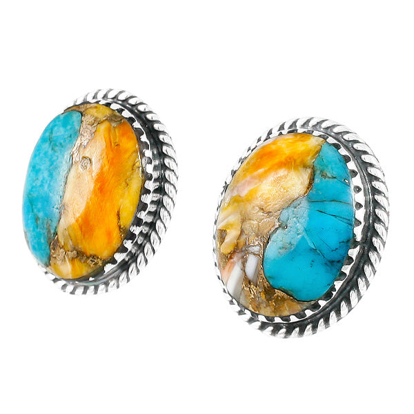 Spiny Turquoise Earrings Sterling Silver E1301-C89