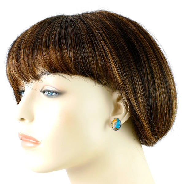 Spiny Turquoise Earrings Sterling Silver E1301-C89