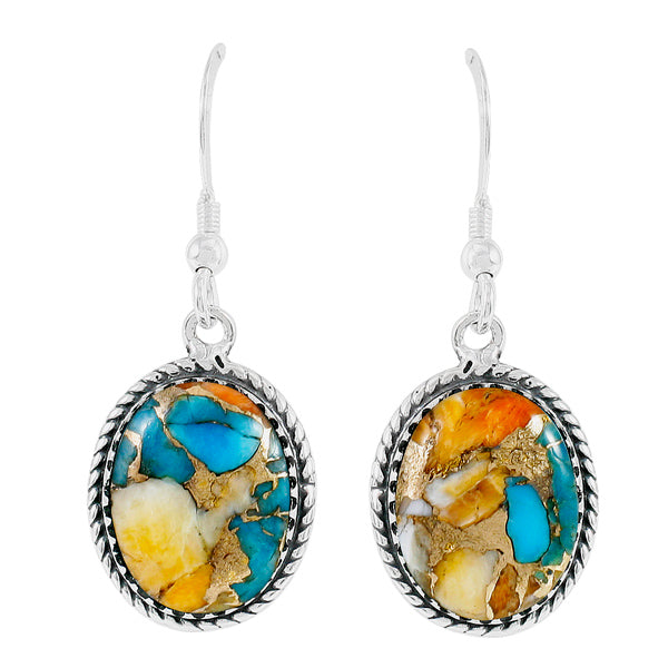 Spiny Turquoise Earrings Sterling Silver E1302-C89