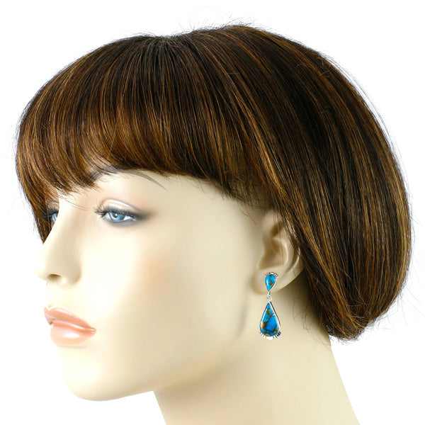 Matrix Turquoise Earrings Sterling Silver E1303-C84