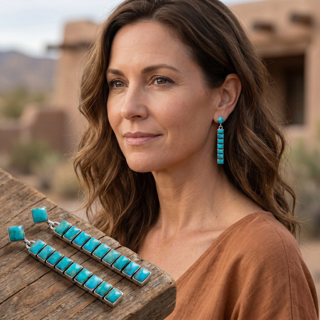 Turquoise Earrings Sterling Silver E1305-C75