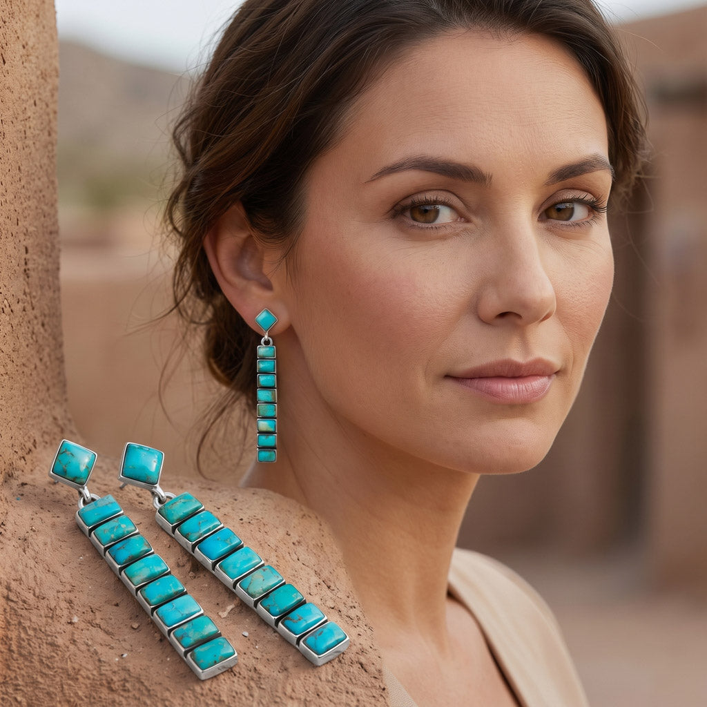 Turquoise Earrings Sterling Silver E1305-C75