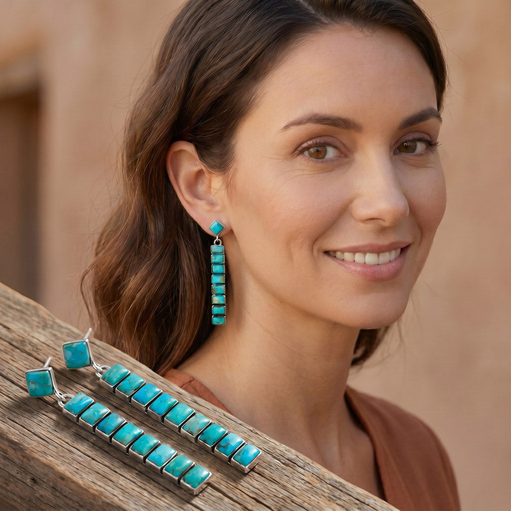 Turquoise Earrings Sterling Silver E1305-C75