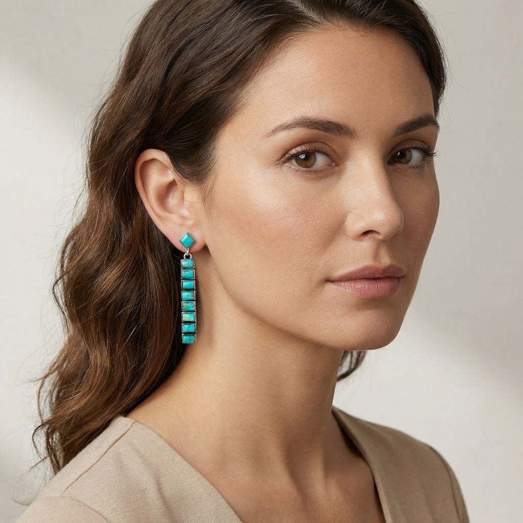 Turquoise Earrings Sterling Silver E1305-C75