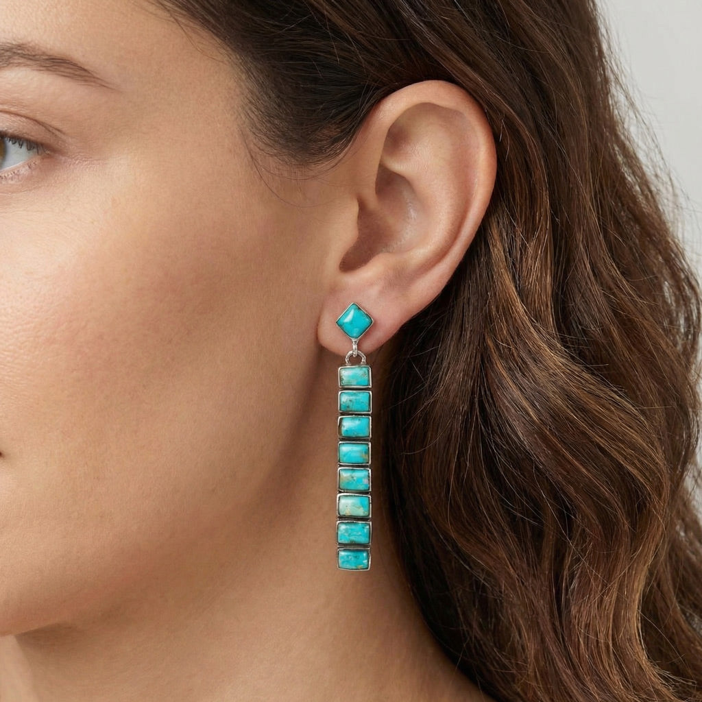 Turquoise Earrings Sterling Silver E1305-C75