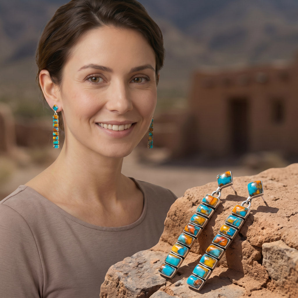 Spiny Turquoise Earrings Sterling Silver E1305-C89