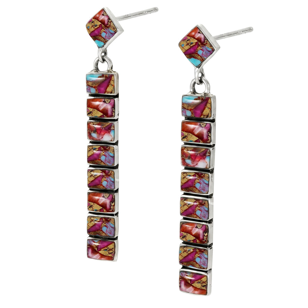 Rainbow Spiny Turquoise Earrings Sterling Silver E1305-C91
