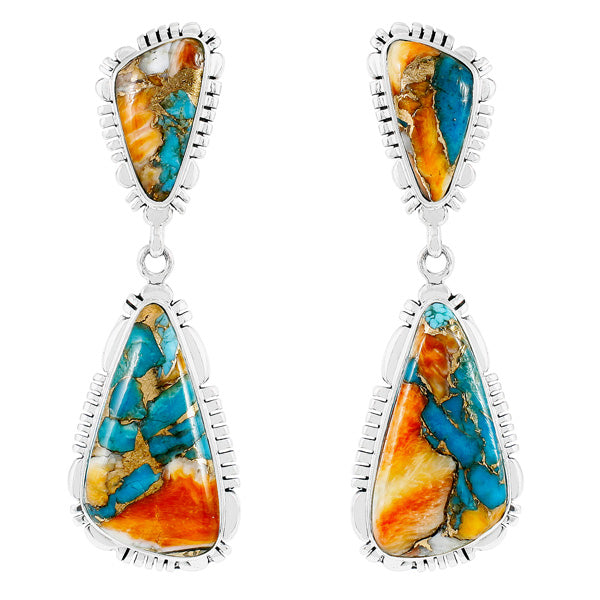 Spiny Turquoise Earrings Sterling Silver E1306-C89