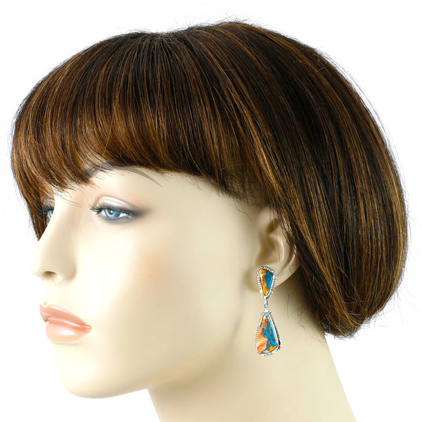 Spiny Turquoise Earrings Sterling Silver E1306-C89