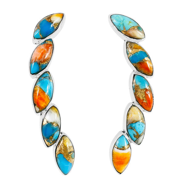 Spiny Turquoise Earrings Sterling Silver E1307-C89