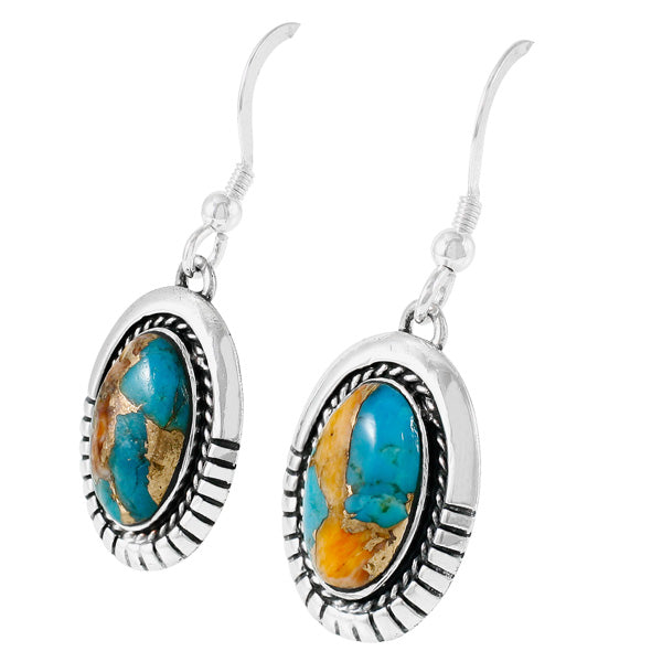 Sterling Silver Drop Earrings Spiny Turquoise E1308-C89