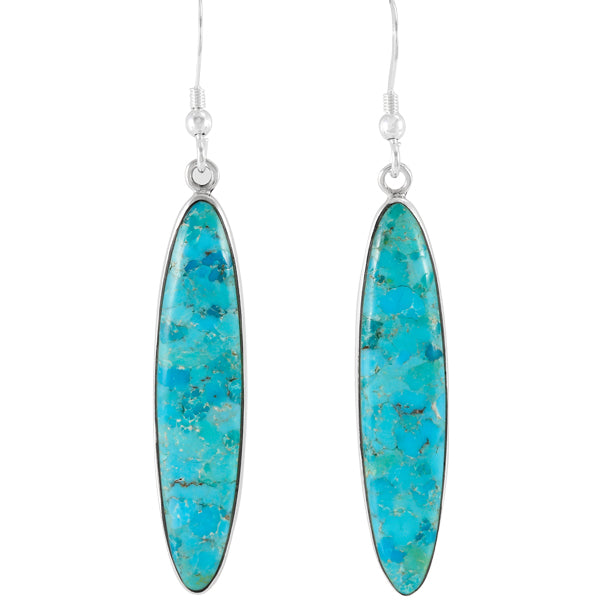 Turquoise Drop Earrings Sterling Silver E1309-C75