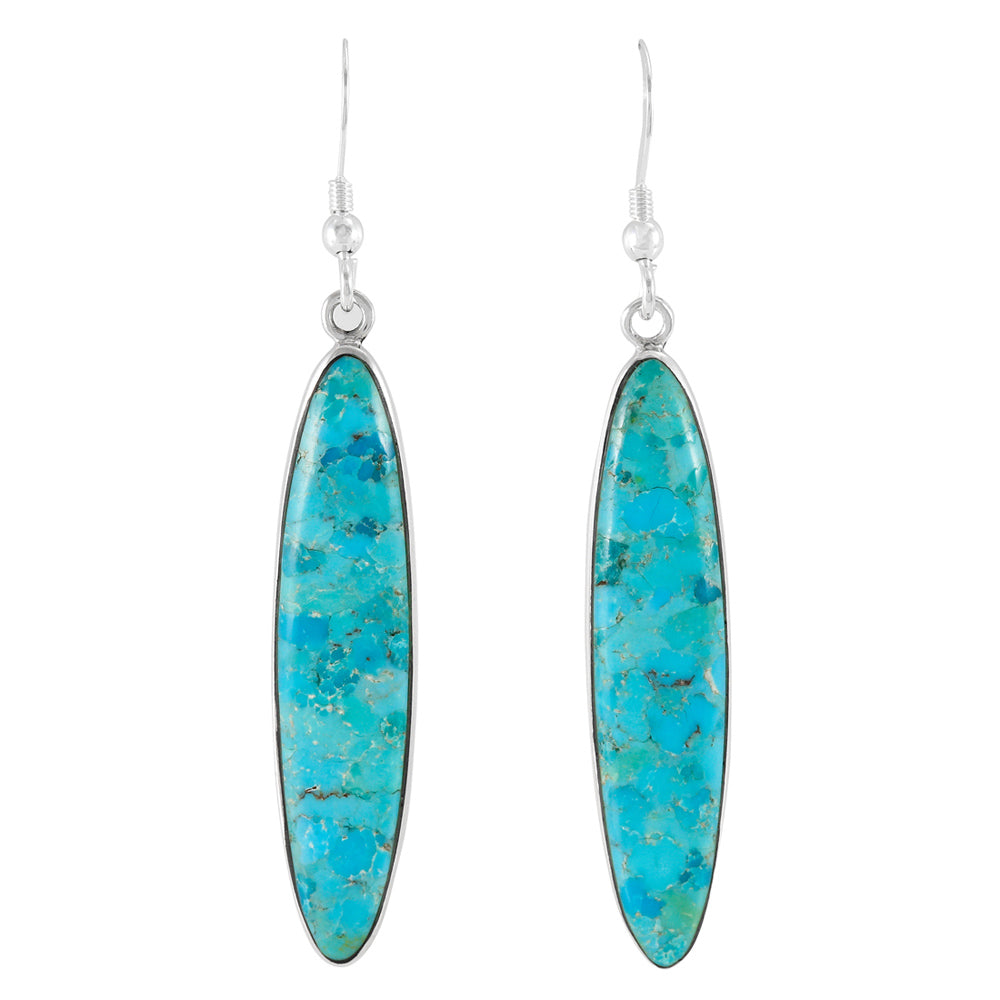Turquoise Drop Earrings Sterling Silver E1309-C75