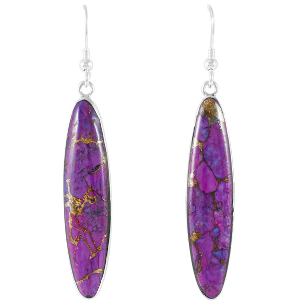 Sterling Silver Drop Earrings Purple Turquoise E1309-C77