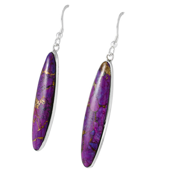 Sterling Silver Drop Earrings Purple Turquoise E1309-C77