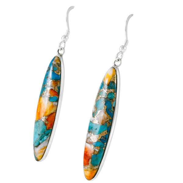 Sterling Silver Drop Earrings Spiny Turquoise E1309-C89