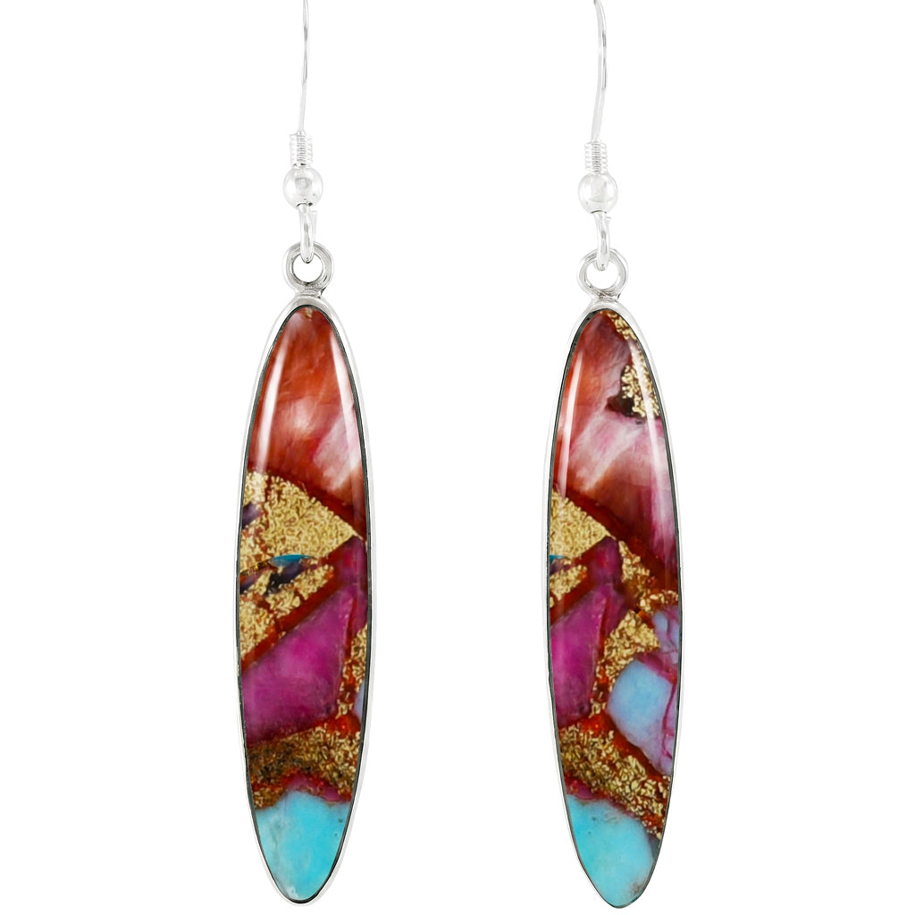 Rainbow Spiny Turquoise Earrings Sterling Silver E1309-C91