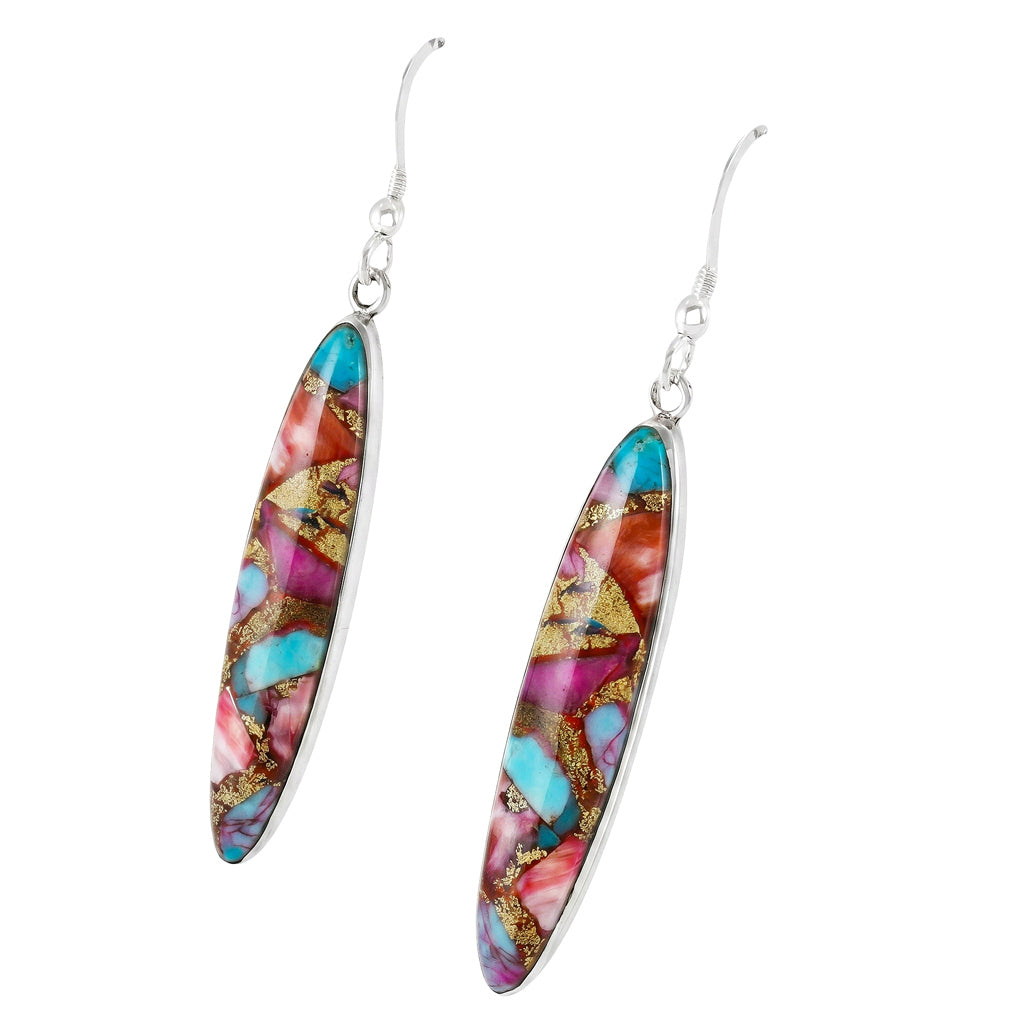 Rainbow Spiny Turquoise Earrings Sterling Silver E1309-C91