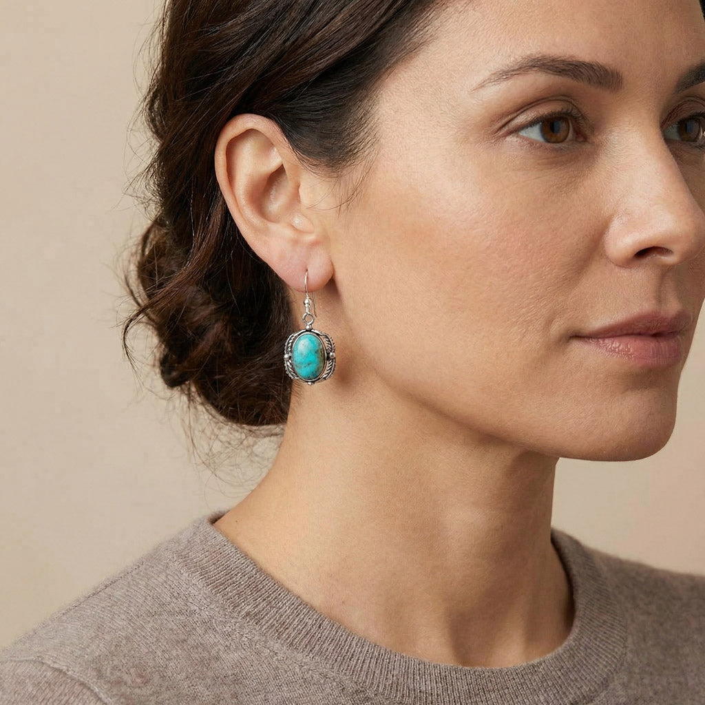 Turquoise Earrings Sterling Silver E1311-C75