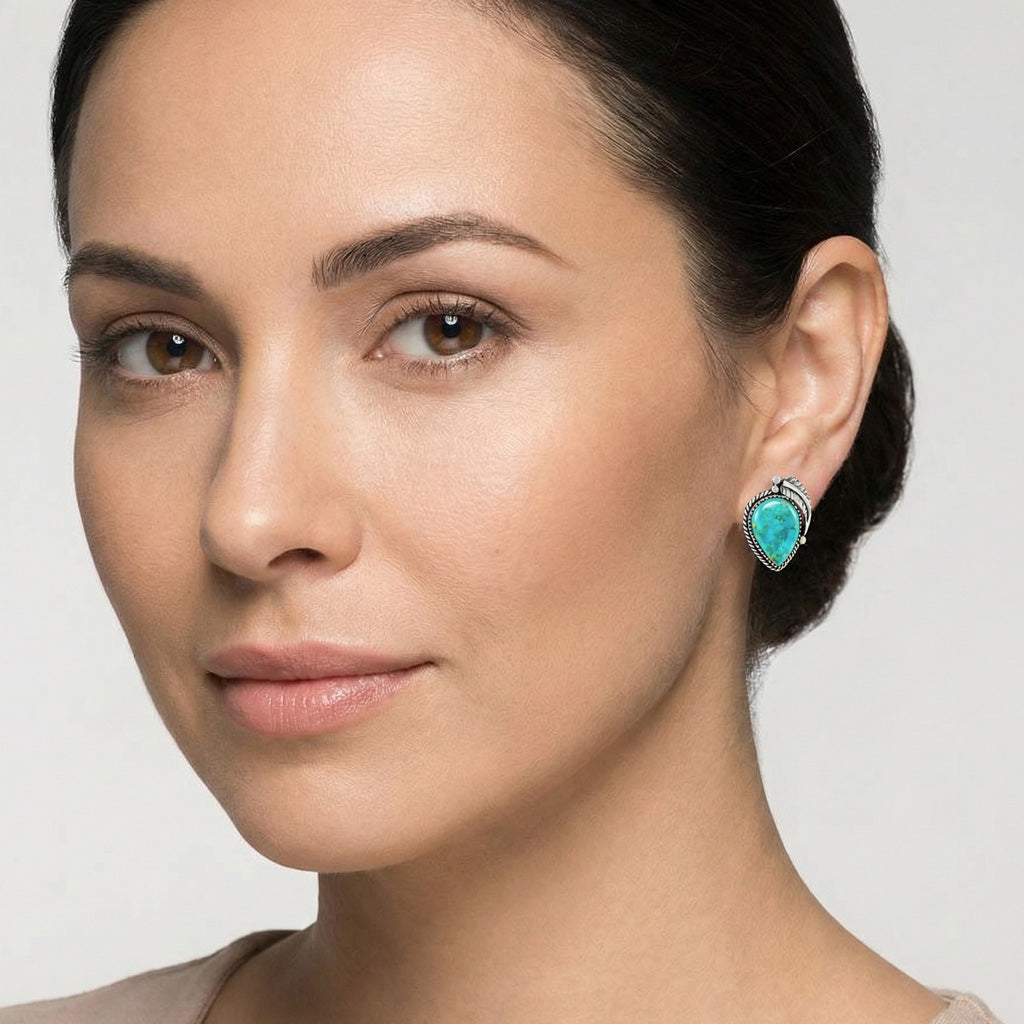 Turquoise Earrings Sterling Silver E1312-C75