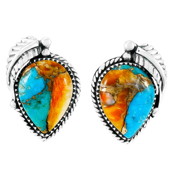 Spiny Turquoise Earrings Sterling Silver E1312-C89