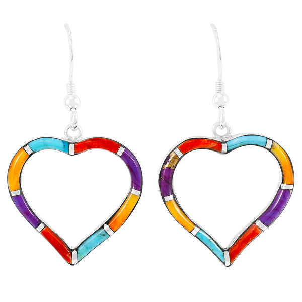 Sterling Silver Heart Earrings Multicolor E1315-C01
