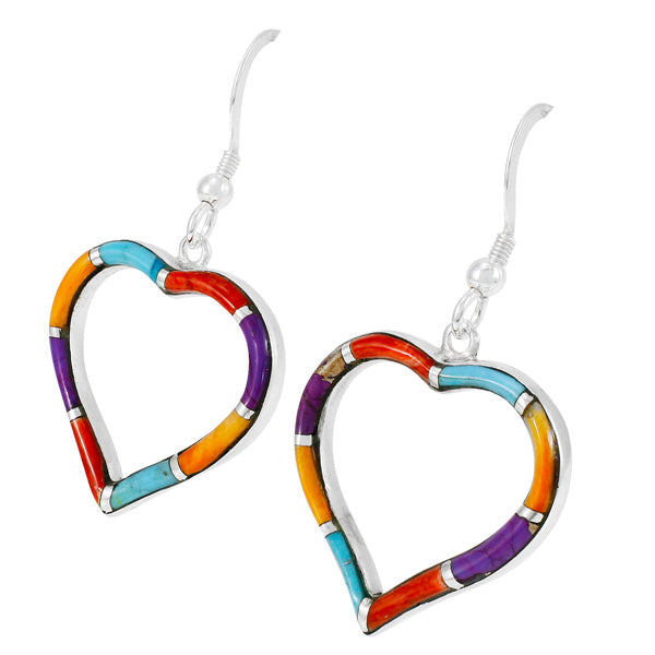 Sterling Silver Heart Earrings Multicolor E1315-C01