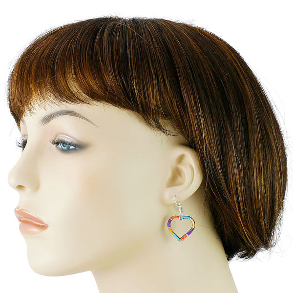 Sterling Silver Heart Earrings Multicolor E1315-C01