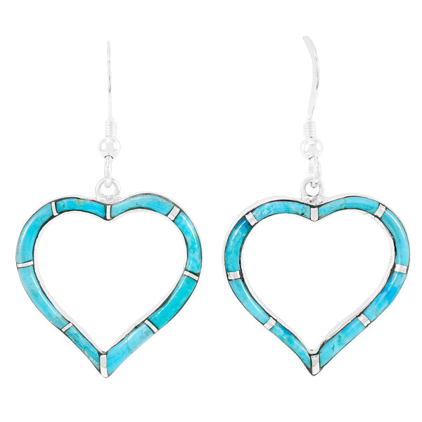 Turquoise Heart Earrings Sterling Silver E1315-C05