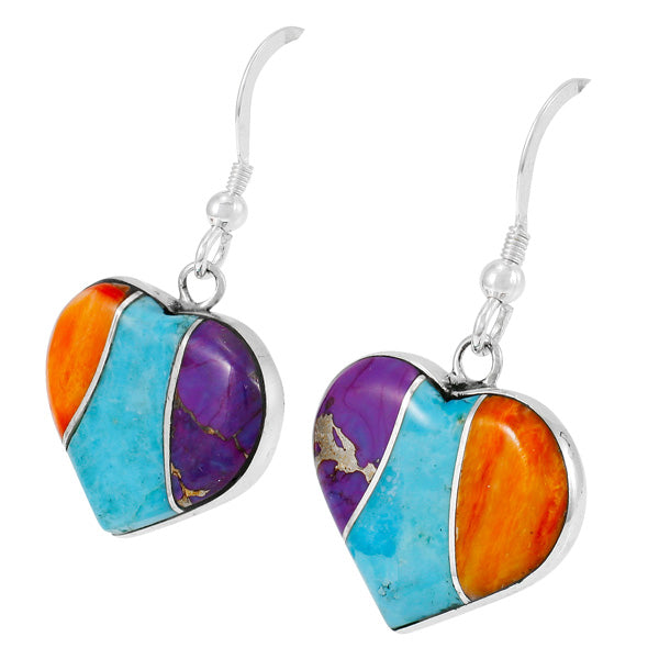 Sterling Silver Heart Earrings Multicolor E1316-C01
