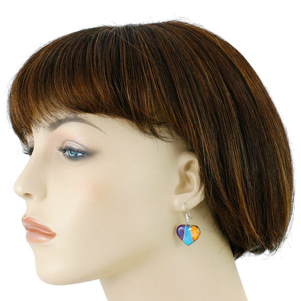 Sterling Silver Heart Earrings Multicolor E1316-C01