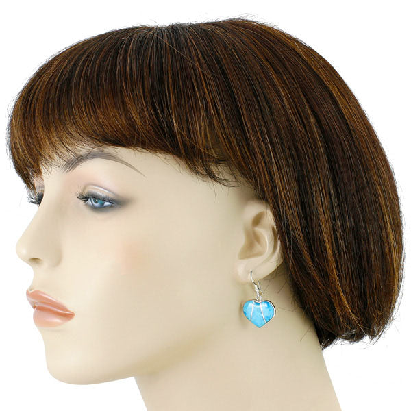 Turquoise Heart Earrings Sterling Silver E1316-C05