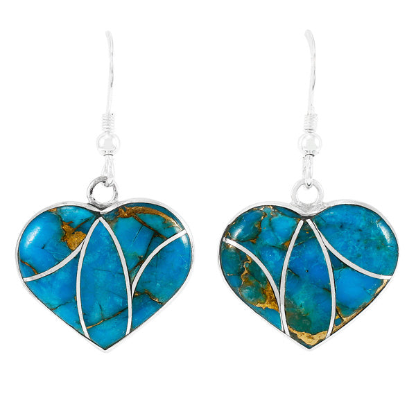 Matrix Turquoise Heart Earrings Sterling Silver E1316-C84