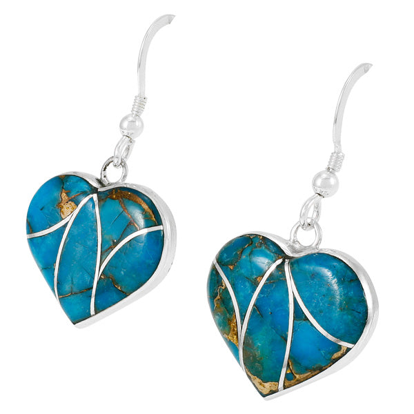 Matrix Turquoise Heart Earrings Sterling Silver E1316-C84