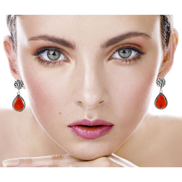 Coral Earrings Sterling Silver E1317-C74