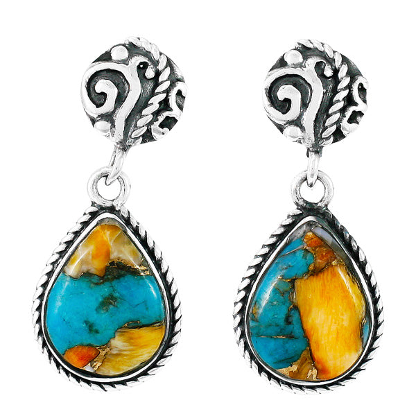 Spiny Turquoise Earrings Sterling Silver E1317-C89