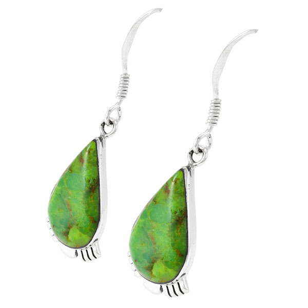 Green Turquoise Earrings Sterling Silver E1318-C76