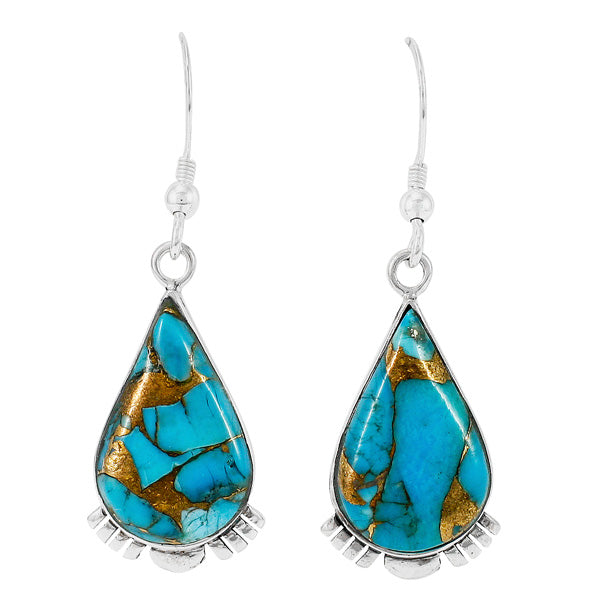 Matrix Turquoise Earrings Sterling Silver E1318-C84