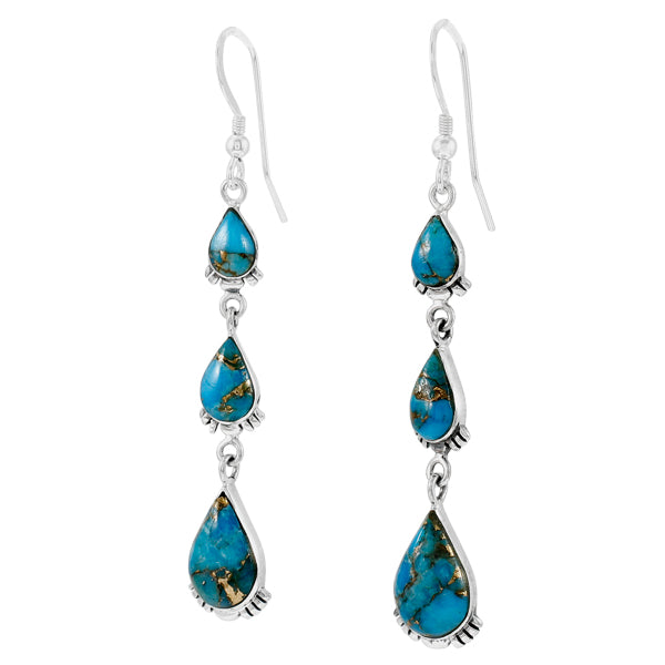 Sterling Silver Earrings Matrix Turquoise E1320-C84