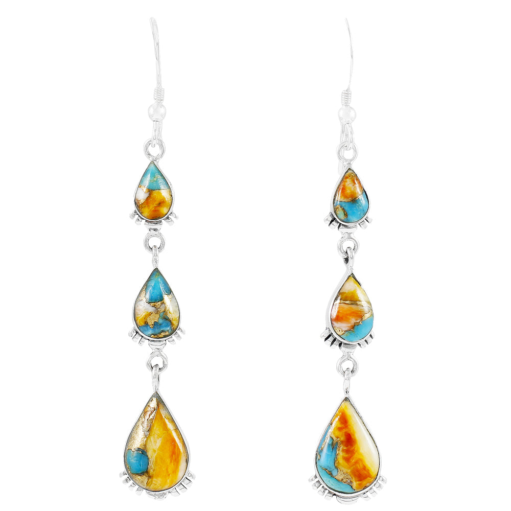 Sterling Silver Earrings Spiny Turquoise E1320-C89