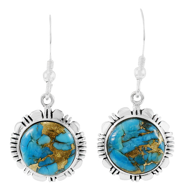Sterling Silver Earrings Matrix Turquoise E1321-C84